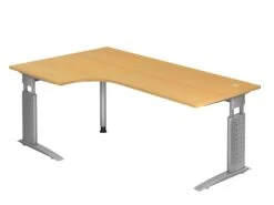 Freiformtisch Canberra - 650-850 X 2000 X 1200/800 Mm - C-Fuß Design - Weißaluminium/weiß -vidaXL Geschäft 118026de 6f1f 4056 9601 d1772775df6f 1