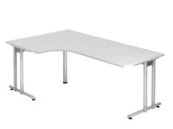 Freiformtisch New York - 720 X 2000 X 1200/800 Mm - C-Fuß Design - Weißaluminium/weiß 110561