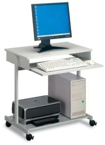 Durable PC-Tisch, HxBxT 770x750x450mm, 2 Böden, Tastaturauszug, Ebenen Lichtgrau, Gestell Lichtgrau, 4 Doppellauffrollen