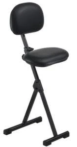Klappbare Stehhilfe, Sitz Kunstleder Schwarz, Sitz HxBxT 610-860x370x210mm, Rücken Kunstleder Schwarz, Gestell RAL9005
