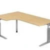 Freiformtisch Canberra - 650-850 X 2000 X 1200/800 Mm - C-Fuß Design - Weißaluminium/ahorn