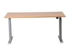 PROREGAL Elektrisch Höhenverstellbarer Schreibtisch Zebra | HxBxT 70-116x140x80 Cm | Silber-Buche