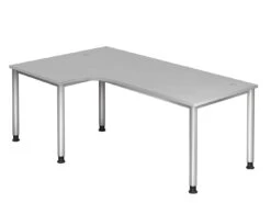 Freiformtisch Helsinki - 680-760 X 2000 X 1200/800 Mm - 4-Fuß-Gestell - Weißaluminium/buche -vidaXL Geschäft abd7f61a 1596 475c 923b 768fa034fda1 1