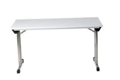 PROREGAL Klapptisch Lizard | T-Fuß-Gestell-Rund | HxBxT 75x140x70 Cm | Chrom-Grau