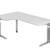 Freiformtisch Canberra - 650-850 X 2000 X 1200/800 Mm - C-Fuß Design - Weißaluminium/weiß -vidaXL Geschäft c4566bac cf59 4c58 9a37 c15aba066356