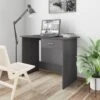 VidaXL Schreibtisch Hochglanz-Grau 100×50×76 Cm Spanplatte