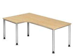 Freiformtisch Helsinki - 680-760 X 2000 X 1200/800 Mm - 4-Fuß-Gestell - Weißaluminium/buche -vidaXL Geschäft fe6e5911 7a57 4174 8b72 cbc8c567ec99 2